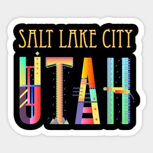 Salt Lake City Utah, fun, funky colorful design Sticker